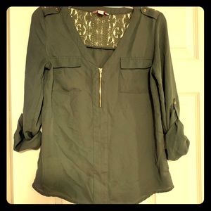 Candies lace back zip up top size small